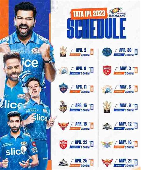 mumbai indians match schedule